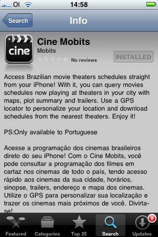 Cinemobits disponível para download via iTunes
