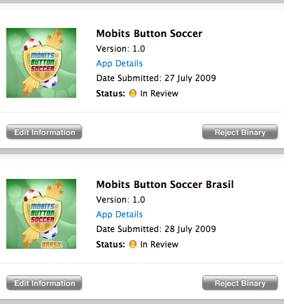 Mobits Button Soccer enviado para App Store
